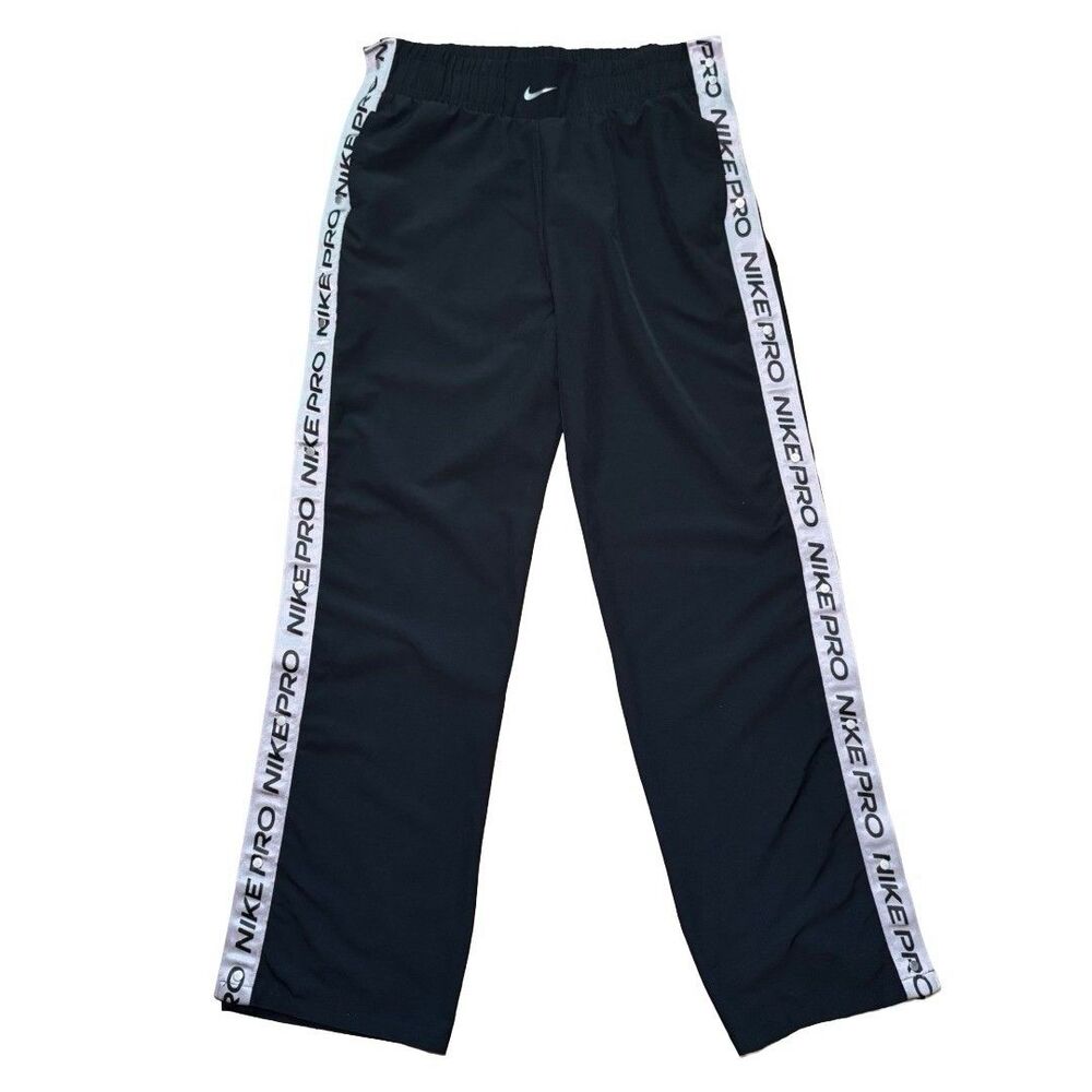 Nike Pro Womens Tear away Pants Mid Rise Loose Fit BV3350-010 Black Size M